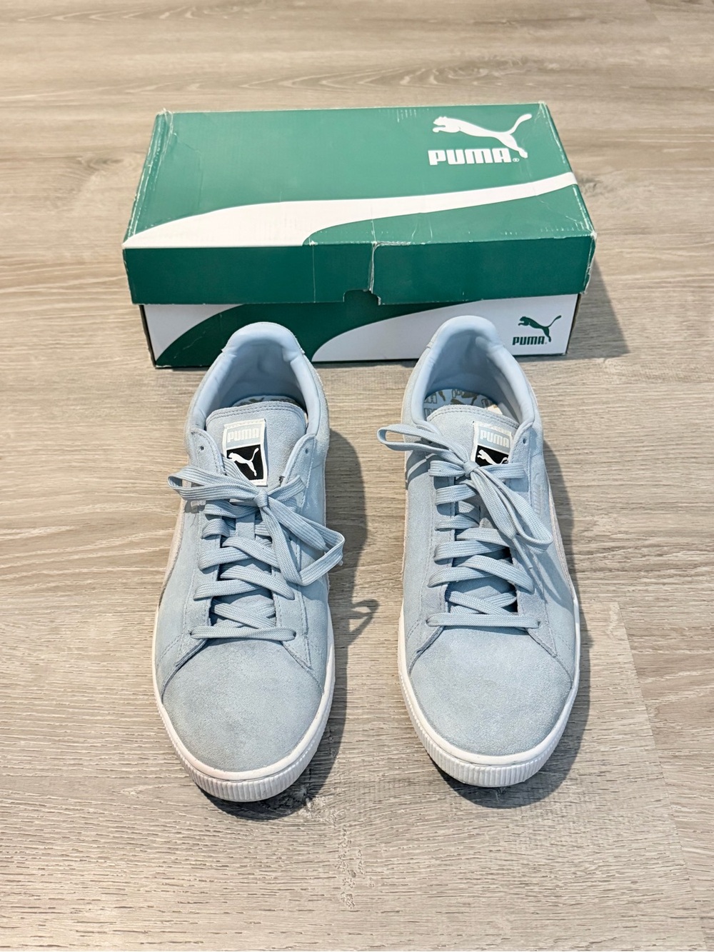 Puma Light Blue Suede Low-Top Sneakers